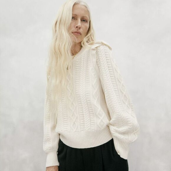 NEW Madewell Hollydene Ruffle-Shoulder Pullover Sweater, size XL‎ - Picture 1 of 16
